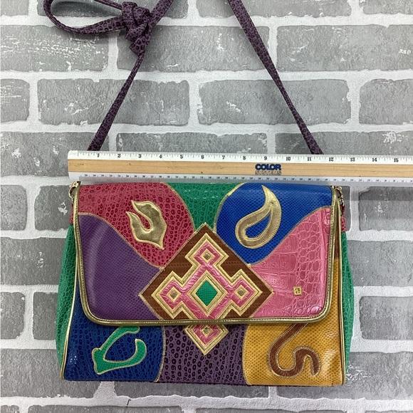 Vintage NAS Bright Colorful Geometric flap purse - Picture 1 of 5